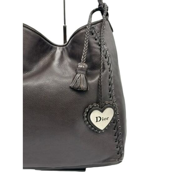 Christian Dior Brown Leather Ethnic Charm Tote*BEAUTIFUL SOFT LEATHER! - Picture 3 of 15